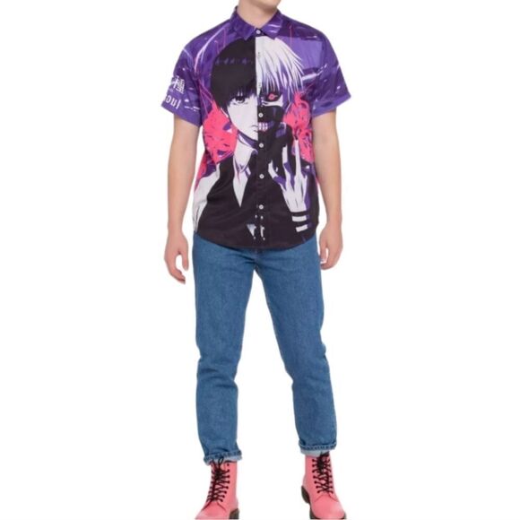 Tokyo Ghoul Split Kaneki Woven Button-Up Shirt - Picture 4 of 4